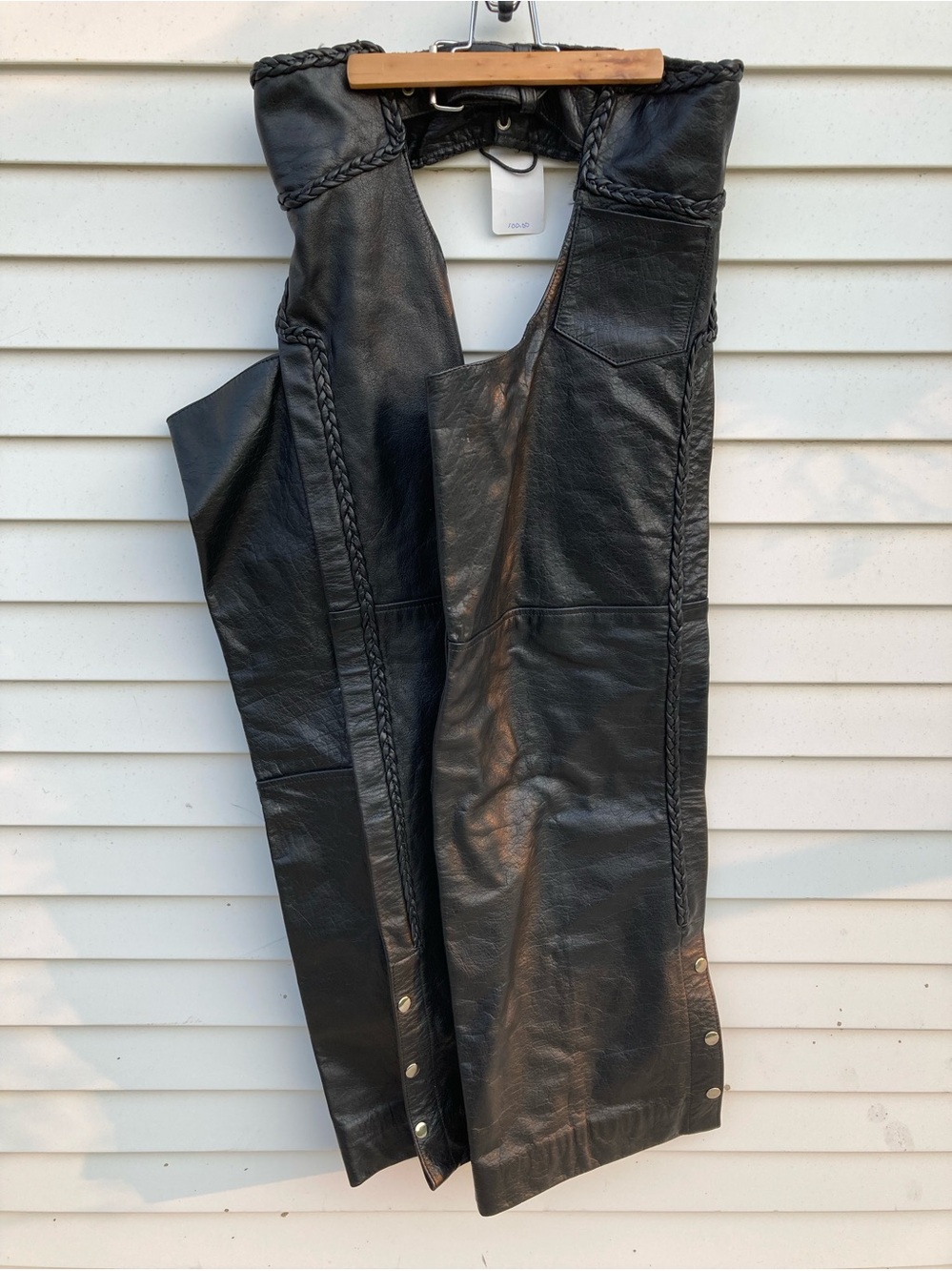 Black Leather Braided Trim Chaps